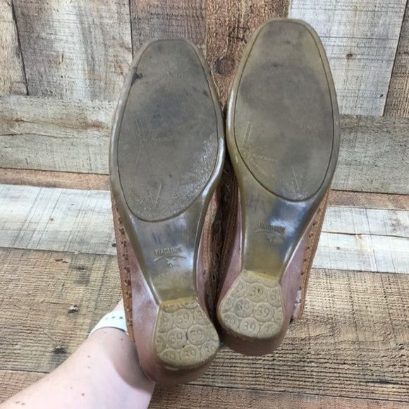 Pikolinos Green Tan Perforated Wedge Sandals Womens 39 8.5-9 Slingback - Picture 12 of 14